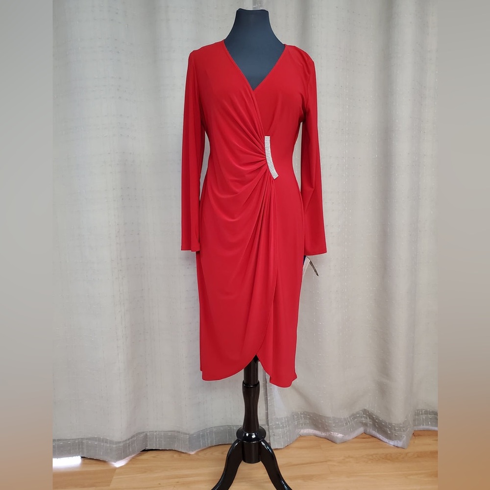 Red cocktail dress.